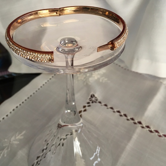 Nadri Rose Gold Crystal Pave Hinge Bangle Bracelet - Picture 6 of 6